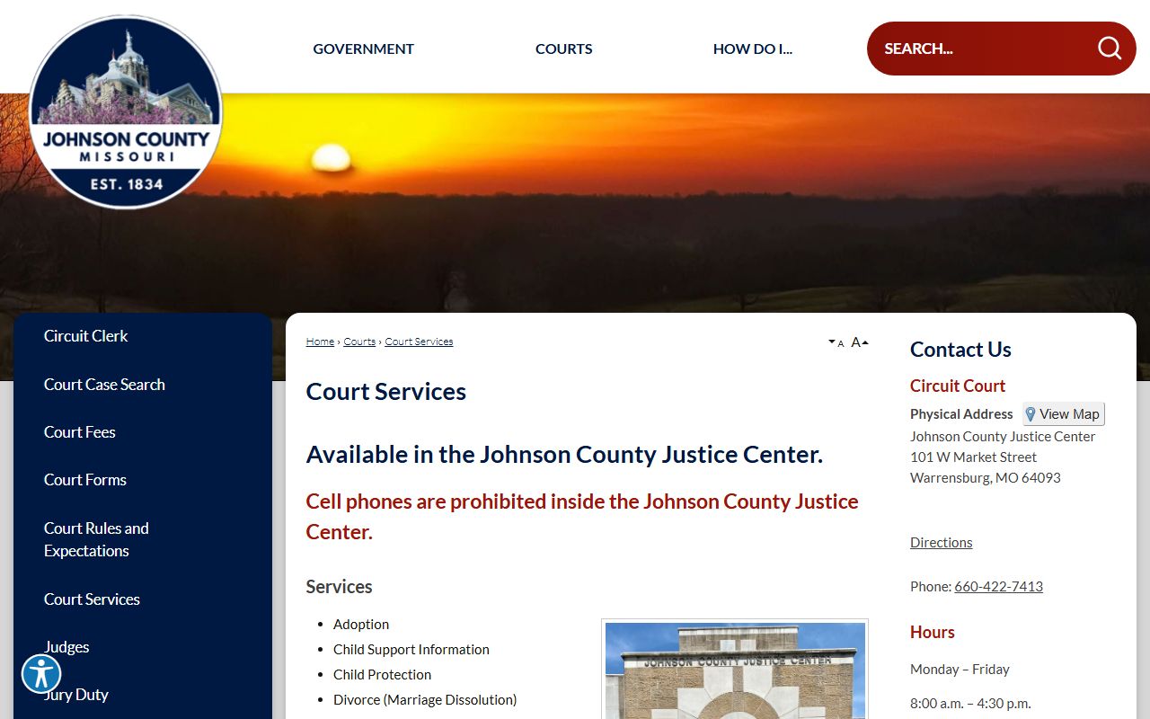 Johnson County Circuit Clerk court services and case records