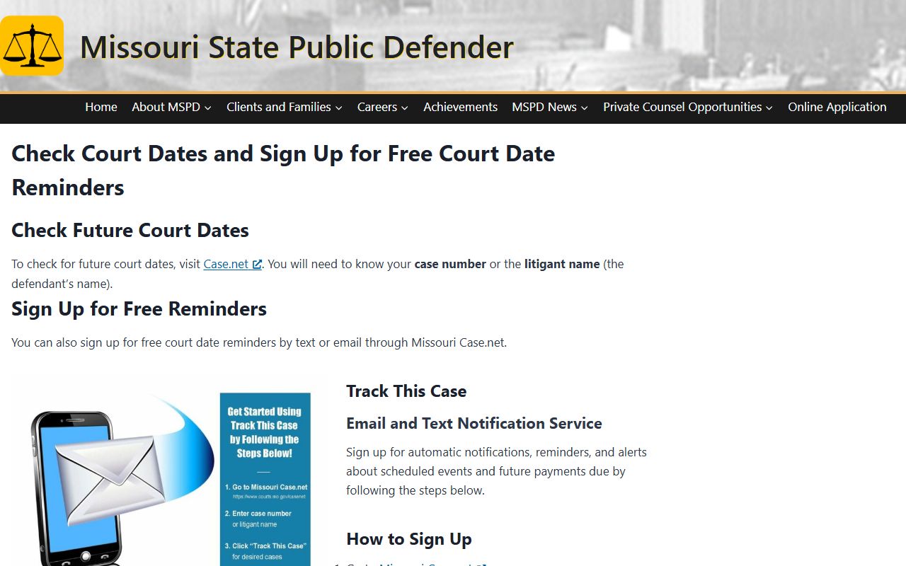 Johnson County court records Case.net court date instructions