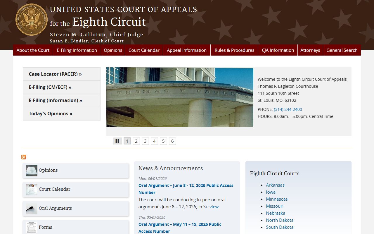 Johnson County Circuit Court records and Eighth Circuit appellate access