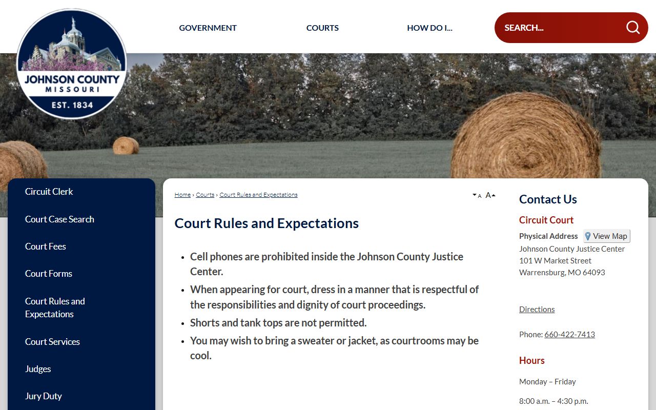Johnson County court records local court rules and fees