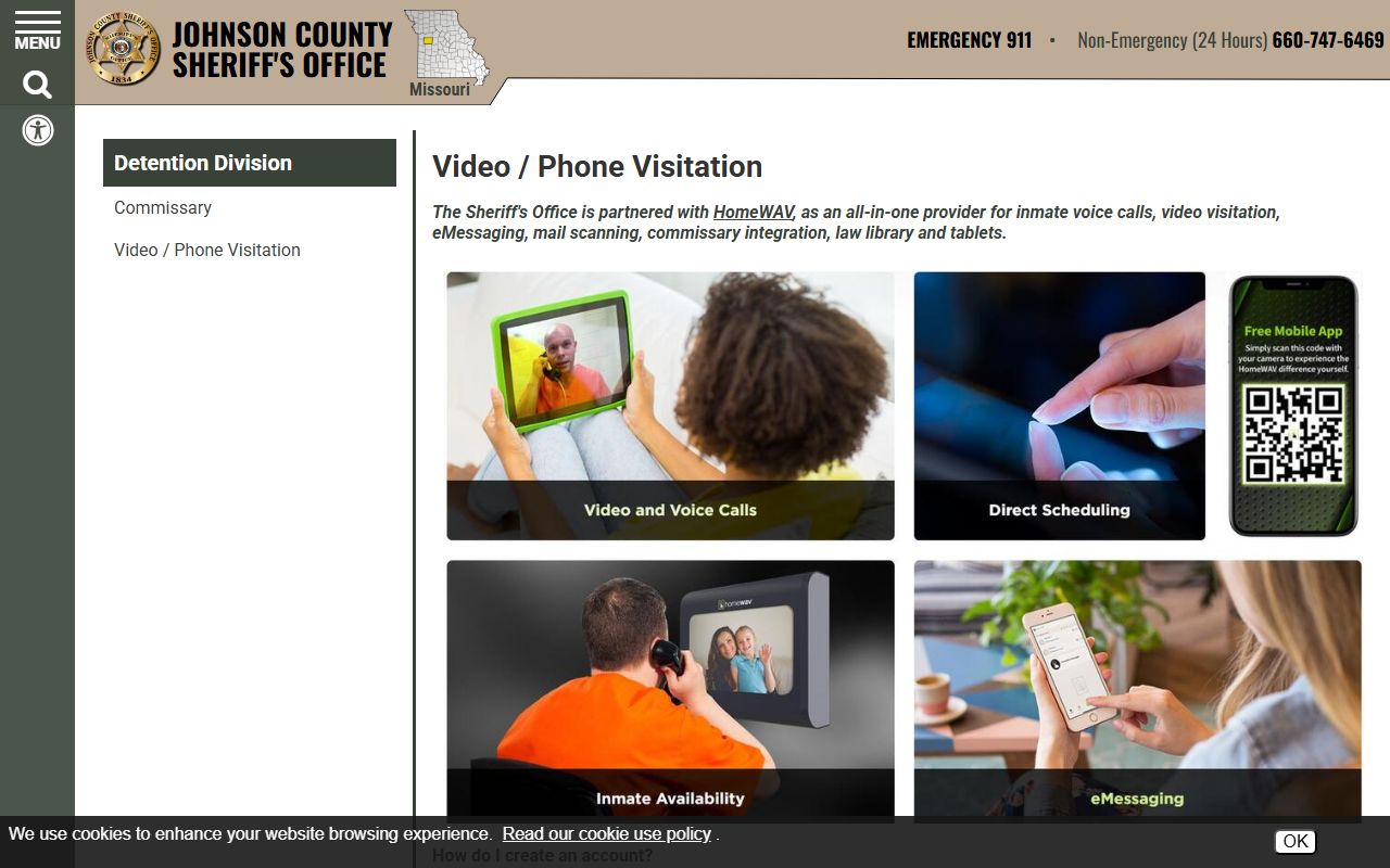 Johnson County inmate records HomeWAV visitation
