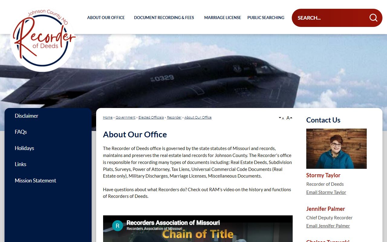 Johnson County marriage and divorce records Recorder office description