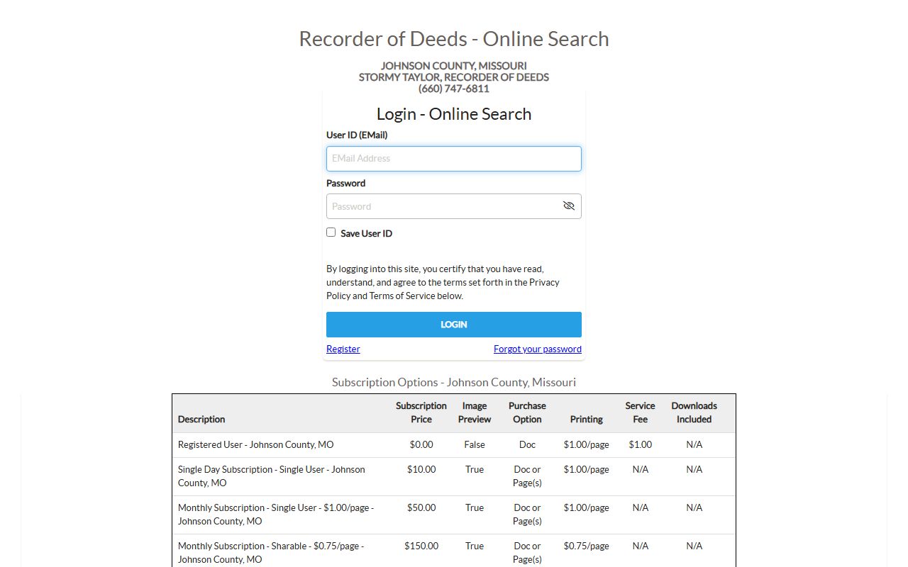 Johnson County marriage records iCounty login pricing