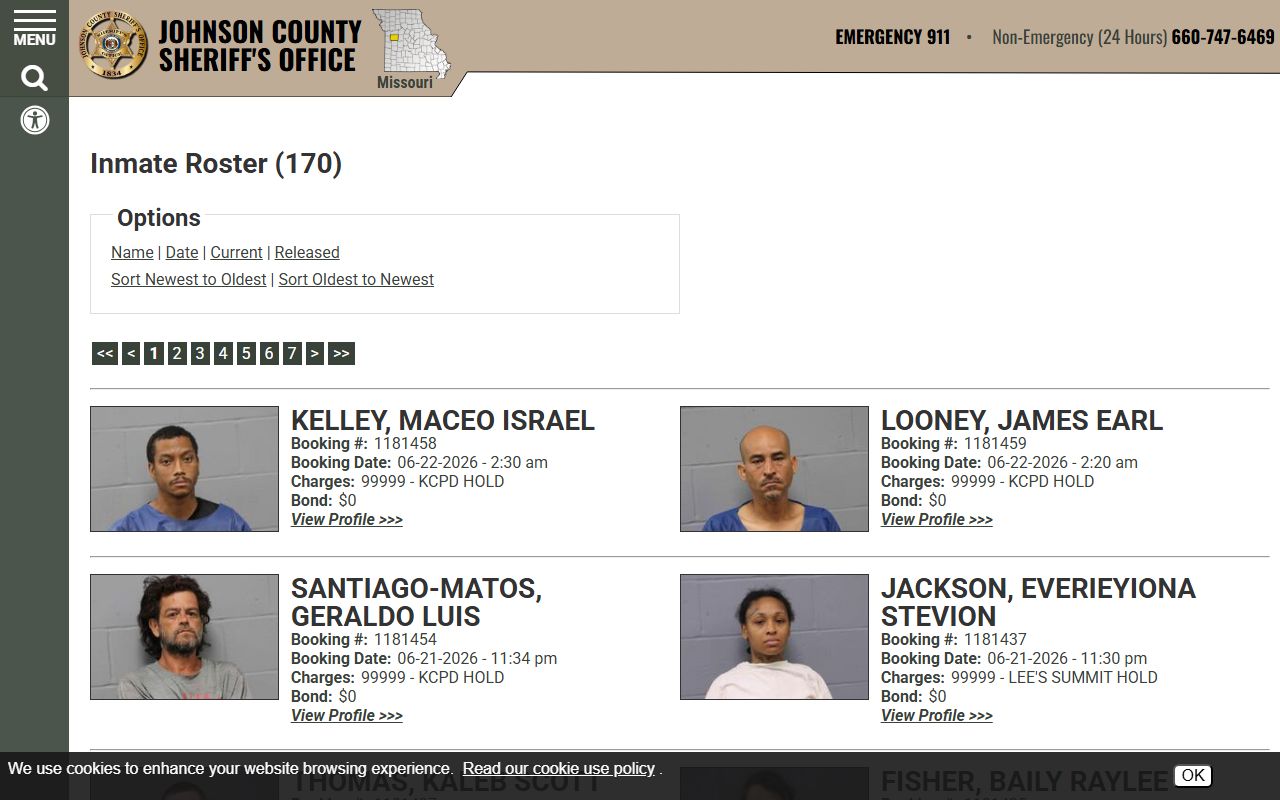 Johnson County warrant records inmate roster search